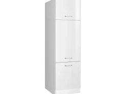 Held Möbel Küchen-Kühlschrankumbauschrank 60 cm Hochglanz Weiß/Weiß