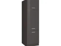 Held Möbel Küchen-Kühlschrankumbauschrank 60 cm Hochglanz Graphit/Graphit