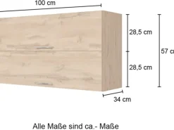 Held Möbel Küchen-Klapphängeschrank Sorrento BxHxT 100x 57x 34cm Weiß-Wotaneiche