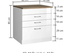 Held Möbel Küchen-KochfeldKüchen-Umbauschrank Mailand 80 cm Hochglanz Weiß/Weiß