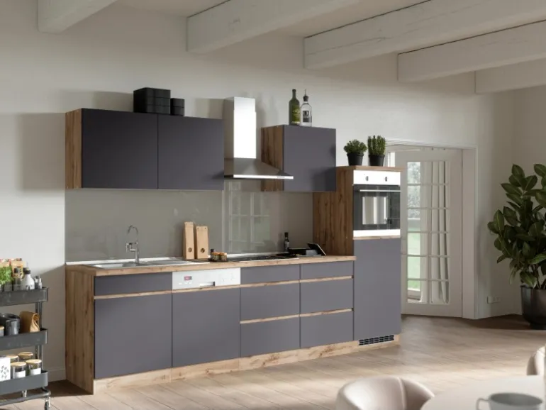 Held Möbel Küchen-KochfeldKüchen-Umbauschrank Turin 60 cm Graphit/Wotaneiche