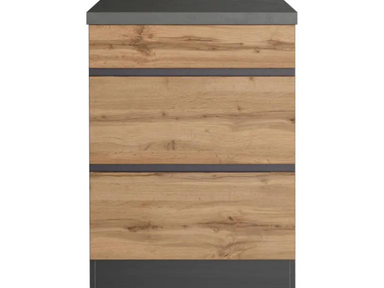 Held Möbel Küchen-KochfeldKüchen-Umbauschrank Turin 60 cm Wotaneiche/Graphit