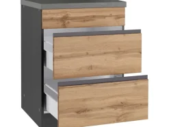 Held Möbel Küchen-KochfeldKüchen-Umbauschrank Turin 60 cm Wotaneiche/Graphit