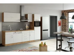 Held Möbel Küchen-Kochfeldumbauschrank Sorrento 60x85x60cm 2 SK 1 AZ Weiß-Wotan.