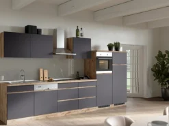 Held Möbel Küchen-OfenKüchen-Umbauschrank Turin 60 cm Graphit/Wotaneiche