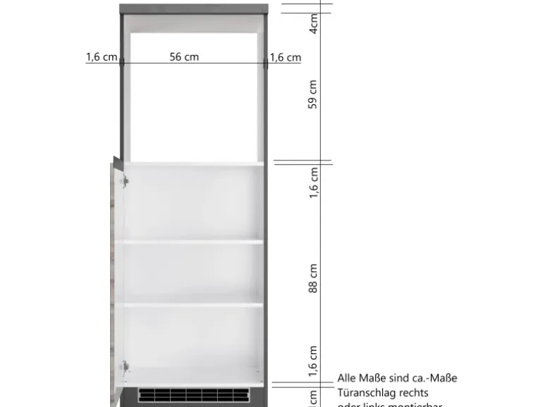 Held Möbel Küchen-OfenKüchen-Umbauschrank Turin 60 cm Graphit/Wotaneiche