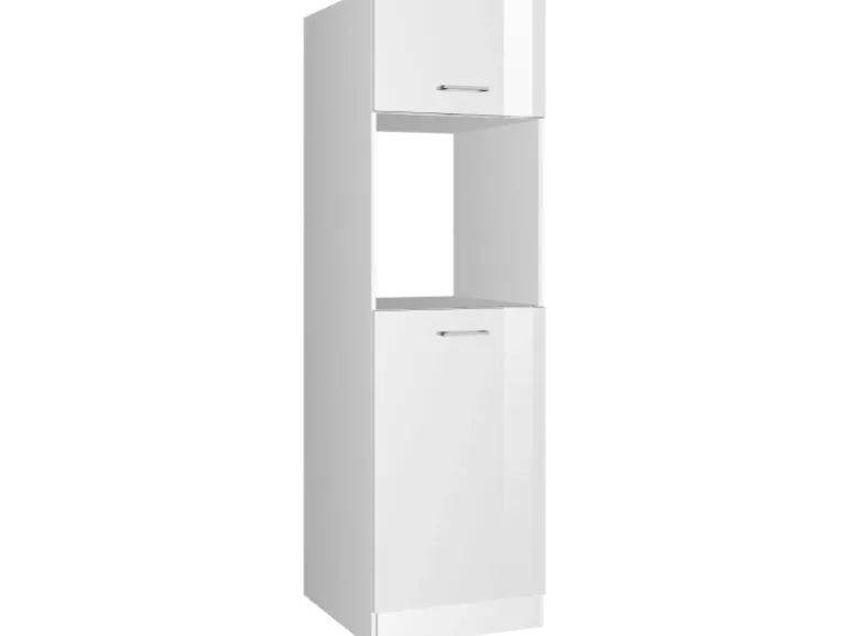 Held Möbel Küchen-OfenKüchen-Umbauschrank Mailand 60 cm Hochglanz Weiß/Weiß