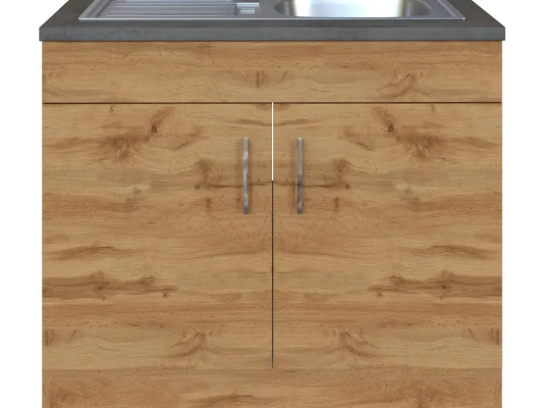 Held Möbel Küchen-Spülenschrank Sorrento B100 x H85 x T60 cm 2 Türen Wotaneiche