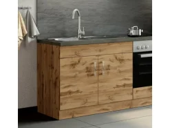 Held Möbel Küchen-Spülenschrank Sorrento B100 x H85 x T60 cm 2 Türen Wotaneiche