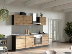 Held Möbel Küchen-Spülenunterschrank Turin 120 cm mit 2 Türen Wotaneiche/Graphit