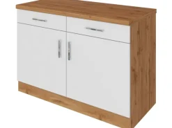 Held Möbel Küchen-Unterschrank Sorrento 100x85x60cm 2 Schub. 1 EL-B. Weiß-Wotan.