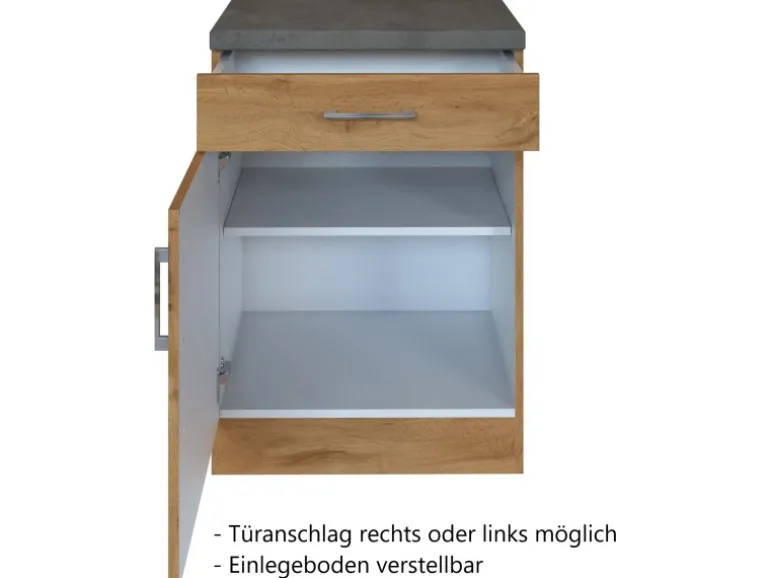 Held Möbel Küchen-Unterschrank Sorrento 50x85x60cm 1 Auszug WotanEiche