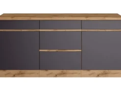 Held Möbel Küchenunterschrank Turin 180 cm Graphit/Wotaneiche