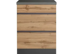 Held Möbel Küchenunterschrank Turin 60 cm mit Auszügen Wotaneiche/Graphit