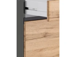 Held Möbel Küchenunterschrank Turin 60 cm 1 Tür 1 Schublade Wotaneiche/Graphit