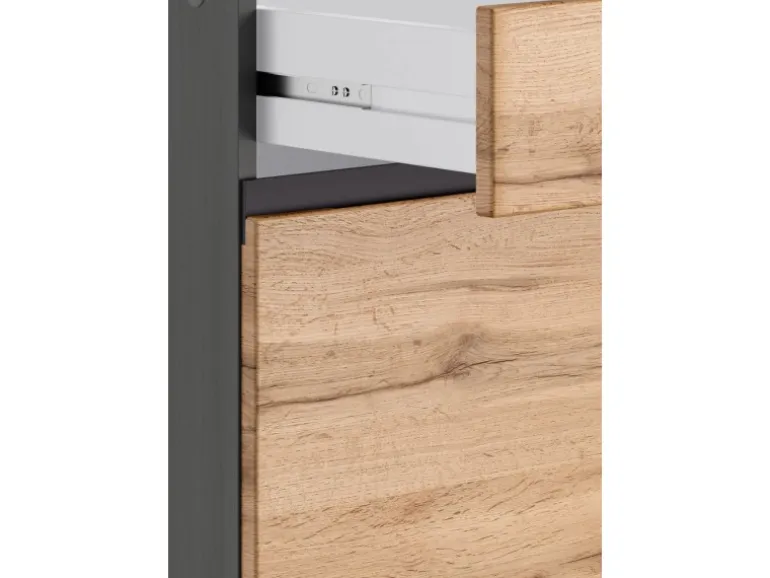 Held Möbel Küchenunterschrank Turin 60 cm 1 Tür 1 Schublade Wotaneiche/Graphit