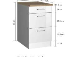 Held Möbel Küchenunterschrank Mailand 50 cm m. Auszügen Hochgl. Graphit/Graphit