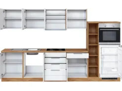 Held Möbel Küchenzeile 330 cm Matt Weiß-Wotaneiche