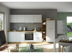 Held Möbel Küchenzeile 330 cm Matt Weiß-Wotaneiche