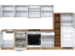 Held Möbel Küchenzeile 330 cm Matt Weiß-Wotaneiche