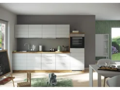 Held Möbel Küchenzeile 300 cm Matt Weiß-Wotaneiche