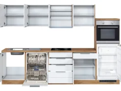 Held Möbel Küchenzeile 300 cm Matt Weiß-Wotaneiche