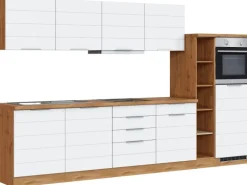 Held Möbel Küchenzeile 330 cm Matt Weiß-Wotaneiche