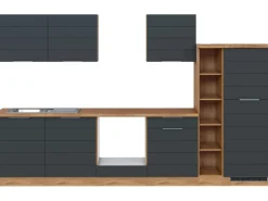 Held Möbel Küchenzeile 330 cm Matt Grau-Wotaneiche ohne E-Geräte