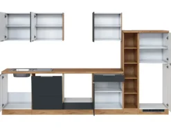 Held Möbel Küchenzeile 330 cm Matt Grau-Wotaneiche ohne E-Geräte