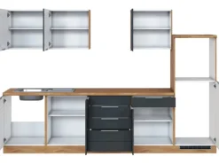 Held Möbel Küchenzeile 300 cm Matt Grau-Wotaneiche ohne E-Geräte