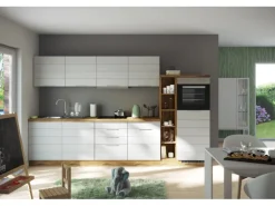 Held Möbel Küchenzeile 330 cm Matt Weiß-Wotaneiche