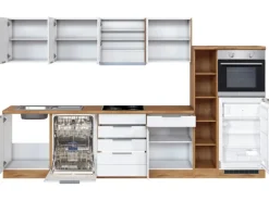 Held Möbel Küchenzeile 330 cm Matt Weiß-Wotaneiche