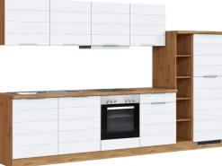 Held Möbel Küchenzeile 330 cm Matt Weiß-Wotaneiche