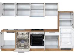 Held Möbel Küchenzeile 300 cm Matt Weiß-Wotaneiche