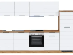 Held Möbel Küchenzeile 300 cm Matt Weiß-Wotaneiche