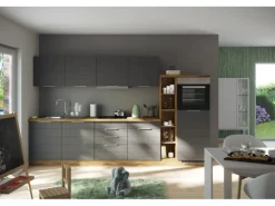 Held Möbel Küchenzeile 330 cm Matt Grau-Wotaneiche ohne E-Geräte