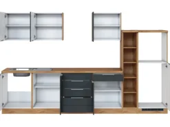 Held Möbel Küchenzeile 330 cm Matt Grau-Wotaneiche ohne E-Geräte