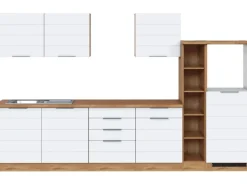 Held Möbel Küchenzeile 330 cm Matt Weiß-Wotaneiche ohne E-Geräte