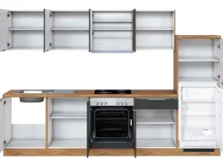 Held Möbel Küchenzeile 300 cm Matt Grau-Wotaneiche