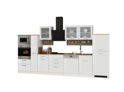 Held Möbel Küchenzeile Mailand 370 cm Weiß Hochglanz-Weiß Matt mit E-Geräten