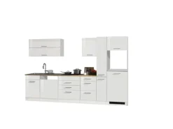 Held Möbel Küchenzeile Mailand 330 cm Weiß Hochglanz-Weiß Matt ohne E-Geräte