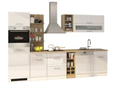 Held Möbel Küchenzeile Mailand 310 cm Weiß Hochglanz-Weiß Matt ohne E-Geräte