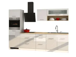 Held Möbel Küchenzeile Mailand 290 cm Weiß Hochglanz-Weiß Matt ohne E-Geräte