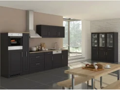 Held Möbel Küchenzeile Rom 330 cm Landhaus Grau Matt mit E-Geräten