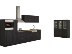 Held Möbel Küchenzeile Rom 330 cm Landhaus Grau Matt mit E-Geräten