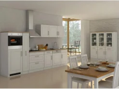 Held Möbel Küchenzeile Rom 330 cm Landhaus Weiß Matt mit E-Geräten