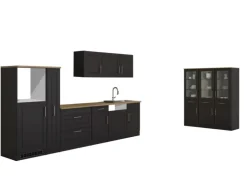 Held Möbel Küchenzeile Rom 330 cm Landhaus Grau Matt ohne E-Geräte