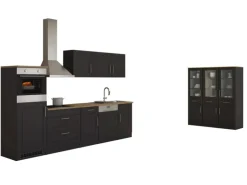 Held Möbel Küchenzeile Rom 300 cm Landhaus Grau Matt mit E-Geräten