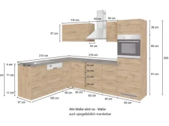 Held Möbel Küchenzeile Sorrento 210/ 270 cm Wotaneiche o. E-Geräte Winkel