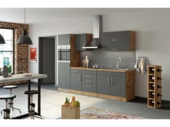 Held Möbel Küchenzeile Sorrento 270 cm Anthrazit-Wotaneiche